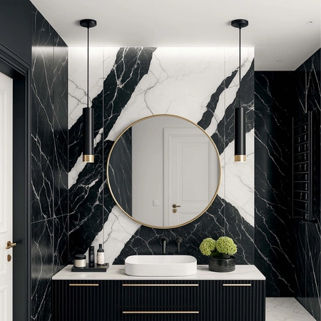 Lampa Sufitowa Wisząca LX-1412 Czarna + Złoto 1x GU10 LEDLUX