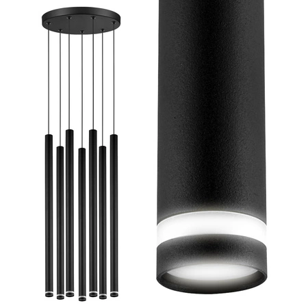 Lampa Sufitowa Wisząca Plafon Żyrandol Tuba Sopel Czarna 7x G9 Modern LX-1175 LEDLUX
