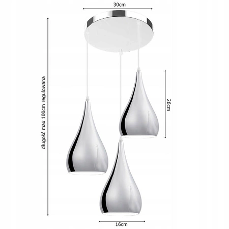 Lampa Wisząca LX- 1044 Chrom 3x E27 LEDLUX