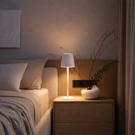 Lampa wewnętrzna zewnętrzna Lampka na taras ogródek stół LED USB Bezprzewodowa Biała LB-001 WHITE