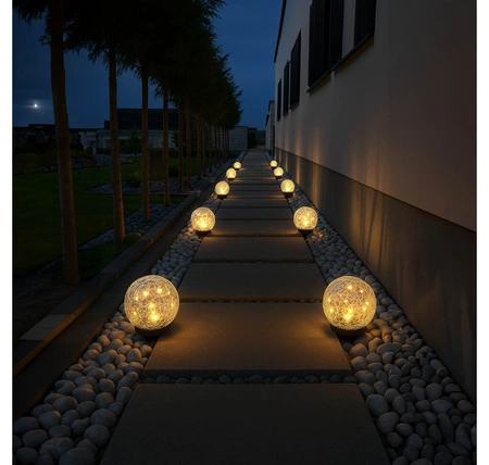 Lampa ogrodowa Kula solarna LED Szklana 10 cm Grube szkło wbijana naziemna LSOL-059 LEDLUX