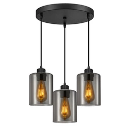 Lampa sufitowa wisząca Żyrandol PLAFON LED szklane klosze GLAMOUR LX1070 BLACK 3x E27 LEDLUX