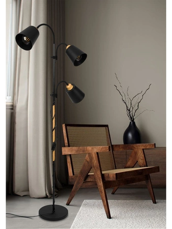 Lampa Podłogowa stojąca 3xE27 nowoczesna Czarna Regulowana do salonu Loft LPD-006 BLACK E27 LEDLUX