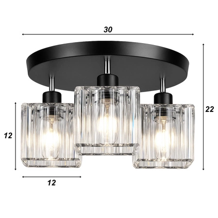 Lampa Sufitowa LX- 1193 Czarna 3x E27 LEDLUX