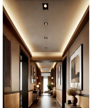 Zestaw Oprawa Halogenowa CT- 001 Czarna Kwadratowa + Żarówka GU10 3,5W biała zimna LEDLUX