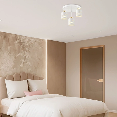 Lampa Wisząca Sufitowa Żyrandol Biała Złota LX1431