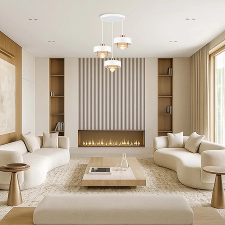 Lampa Wisząca LX- 1185 Biała + Miedź 3x E27 LEDLUX