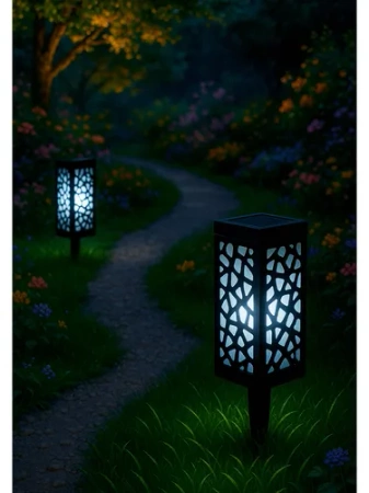 Lampa Solarna Ogrodowa LED Wbijana Do Ogrodu Zewnętrzna Barwa Zimna Wzorek Latarenka Dekoracyjna LSOL-053 LEDLUX