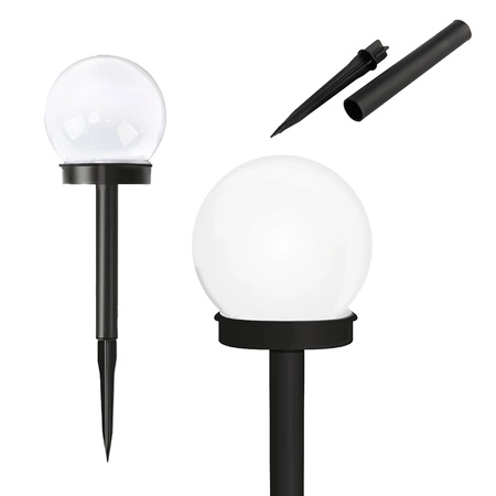 2x Lampa Solarna LED Wbijana Ogrodowa biała kula 25cm LSOL-024 LEDLUX