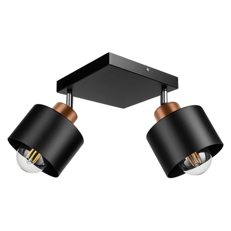 Lampa Sufitowa LX-1130 Czarna + Miedź 2x E27 LEDLUX