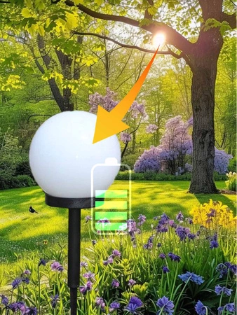 Zestaw LAMPA SOLARNA OGRODOWA BIAŁA KULA LED WBIJANA 15/20/25 LEDLUX