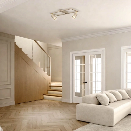 Lampa Sufitowa Plafon Ramka Kaszmir Ecru Beżowa 2x Gu10 do Pokoju Sypialni OPN-007 2x GU10 BEIGE