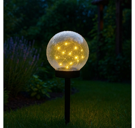 Lampa Solarna Ogrodowa LED Wbijana Ozdobna Dymiona Kulka Kula Szpikulec LSOL-049 LEDLUX