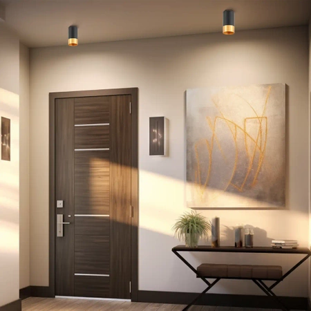 Oprawa Halogenowa Natynkowa LED Sufitowa Tuba GU10 LX-66 CZARNA + ZŁOTA GU10 LEDLUX