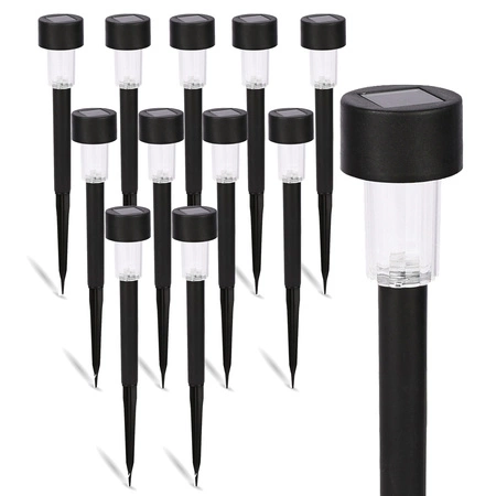 12x Lampa Solarna LED SŁUPEK OGRODOWY WBIJANY Czarny pochodnia nowoczesny LSOL-004 LEDLUX