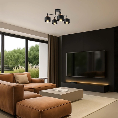 Lampa Sufitowa LX- 1099 Czarna + Miedź 4x E27 LEDLUX