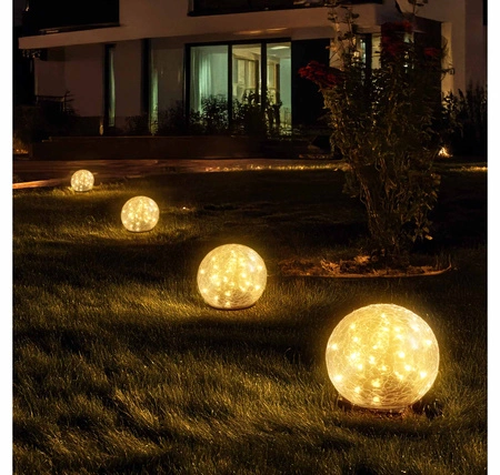 Lampa ogrodowa Kula solarna LED Szklana 10 cm Grube szkło wbijana naziemna LSOL-059 LEDLUX