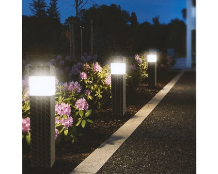 Lampa Solarna LED Wbijana Ogrodowa Słupek Czujnik Zmierzchu Czarna Rattan LSOL-030 LEDLUX