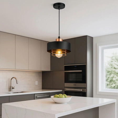 Lampa Wisząca LX- 1187 Czarna + Miedź 1x E27 LEDLUX