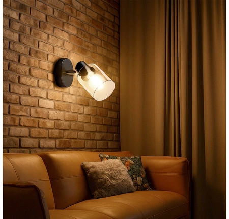 Lampa Sufitowa Wisząca Kinkiet 2w1 Szklana Nowoczesna do Salonu E27 Czarna LX-1093 LEDLUX