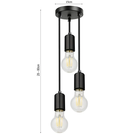 Lampa Wisząca LX- 1319 Czarna 3x E27 LEDLUX