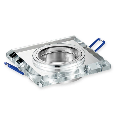 Zestaw Oprawa Halogenowa Szklana LX-7005 Lustrzana Kwadratowa + Żarówka LED GU10 2,5W biała ciepła LEDLUX