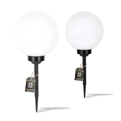 2x Lampa Solarna LED Wbijana Ogrodowa biała kula 25cm LSOL-024 LEDLUX