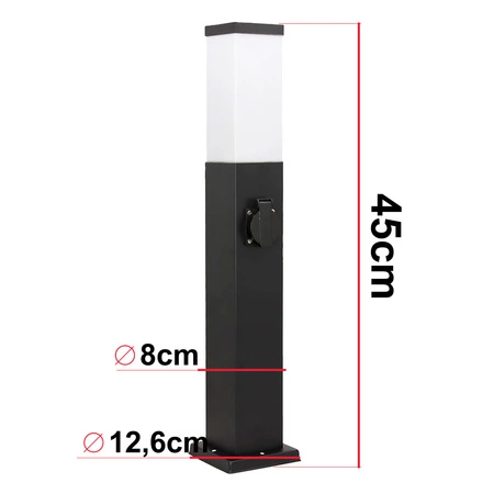 Lampa Ogrodowa Stojąca Słupek GNIAZDO E27 LX- 810 Czarna 45cm LEDLUX