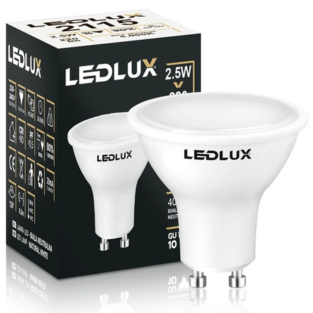 Żarówka LED GU10 2,5W = 25W 220lm 4000K biała neutralna  LEDLUX