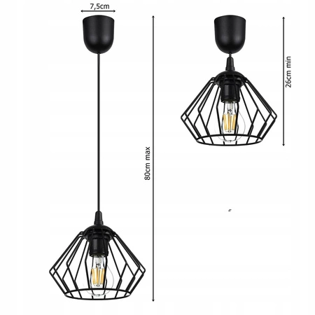 Lampa Wisząca LX- 1030 Czarna 1x E27 LEDLUX