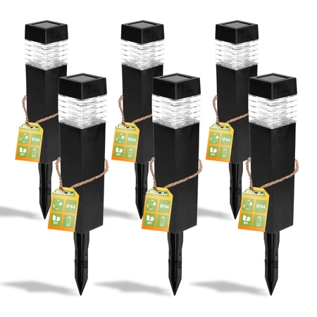6x Lampa Solarna LED SŁUPEK OGRODOWY Czarny WBIJANY Ozdobny PREMIUM LSOL-003 LEDLUX