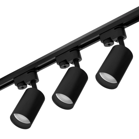 Zestaw Szyna Oświetleniowa Listwa 1m Czarna + 3x Reflektor Szynowy Spot Czarny LEDLUX
