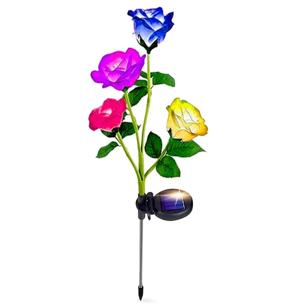 Lampa solarna LED ogrodowa wbijana KWIAT ROŻA KOLOROWE Róże LEDLUX LSOL-048 LEDLUX