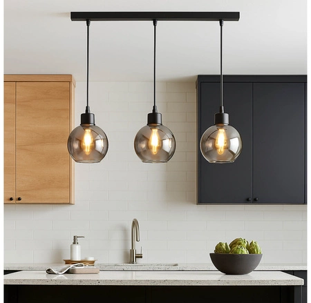 LAMPA SUFITOWA wisząca ŻYRANDOL PLAFON LED szklane kule Dymiona MODERN LX- 1141 Czarna 3x E27 LEDLUX