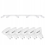 Zestaw Oprawa Sufitowa Natynkowa Reflektor Listwa LX- 8360-6 Biała + 6x Żarówka GU10 6,5W biała zimna LEDLUX