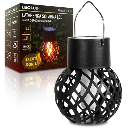 Lampa Solarna LED Ogrodowa Dekoracyjna Kula Latarenka Czarna Kula IP44 LSOL-015 LEDLUX