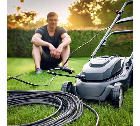 PRZEDŁUŻACZ OGRODOWY DO LAMPEK KOSIARKI BUDOWLANY GRUBY SZNUR 5m BLACK LEDLUX