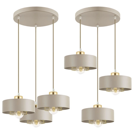 Lampa Wisząca Sufitowa Plafon Żyrandol Beżowa Ecru Kaszmir Loft Edison LX1185