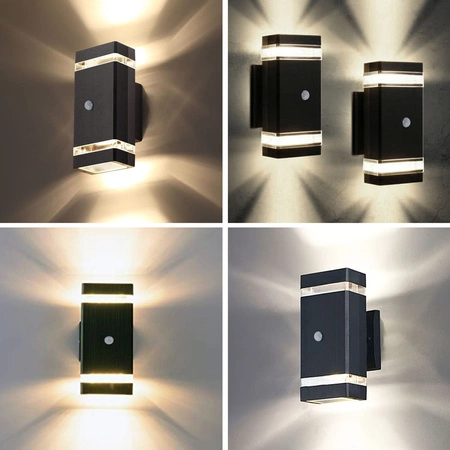 Kinkiet Ogrodowy Lampa Elewacyjna Zewnętrzna LX- 9110 PIR Czarna LEDLUX