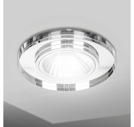 Zestaw 6x Oprawa Halogenowa Szklana LX- 7002 Lustrzana Okrągła + Żarówka GU10 5,5W biała ciepła LEDLUX