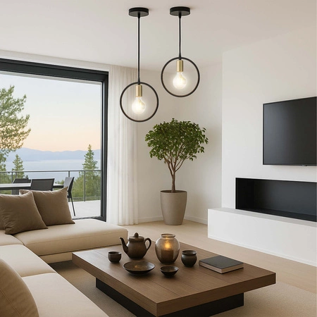 Lampa Wisząca LX-1360 Czarna+ Złoto 1x E27 LEDLUX