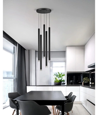 Lampa Sufitowa Wisząca Plafon Żyrandol Tuba Sopel Czarna 5x G9 Modern LX-1171 LEDLUX