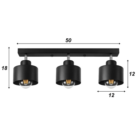 Lampa Sufitowa LX- 1031 Czarna 3x E27 LEDLUX