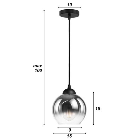 Lampa sufitowa wisząca LED szklana kula dymione szkło E27 GLAMOUR LX1328