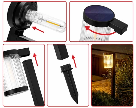 Lampa solarna Ogrodowa wbijana Stojąca LED słupek ogrodowy latarnia LSOL-060