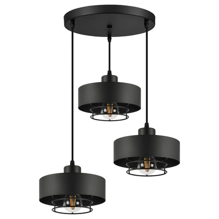 Lampa Wisząca LX- 1185 Czarna 3x E27 LEDLUX