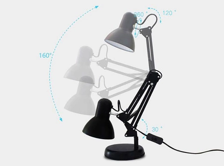 Lampka Nocna Biurkowa Stołowa Kreślarska LX- 1809 Czarna 1x E27 LEDLUX