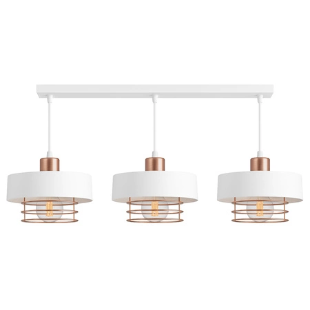 Lampa Wisząca LX- 1186 Biała + Miedź 3x E27 LEDLUX