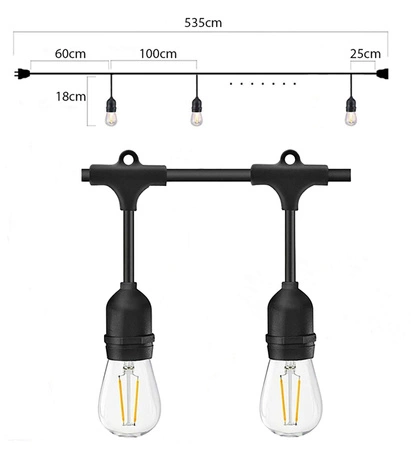 Girlanda świetlna LED Ogrodowa 5m 5x E27 LEDLUX