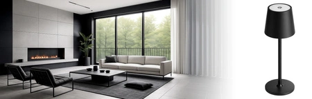 Lampa wewnętrzna zewnętrzna Lampka na taras ogródek stół LED USB Bezprzewodowa Czarna LB-001 BLACK